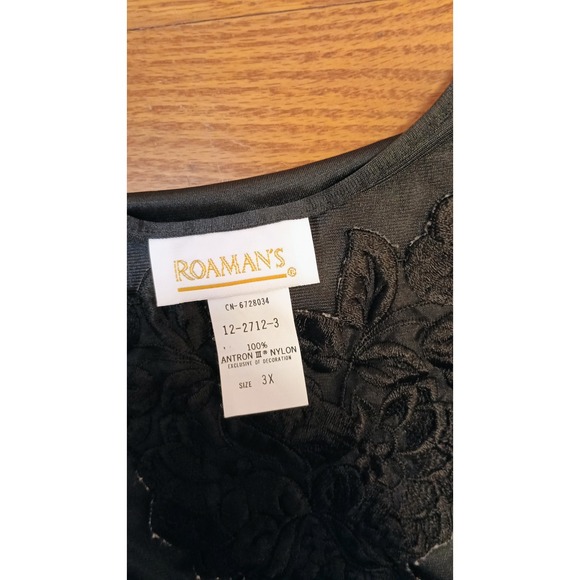 Vintage ROAMANS Black Sleeveless lingerie Lace‎ Neck Tank Top Plus Size 3X - Picture 3 of 4